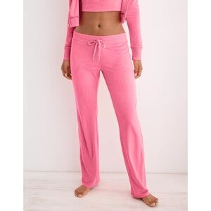 Aerie Dreamy Velour Low Rise Pant Coral Sun Hot Pink NWT